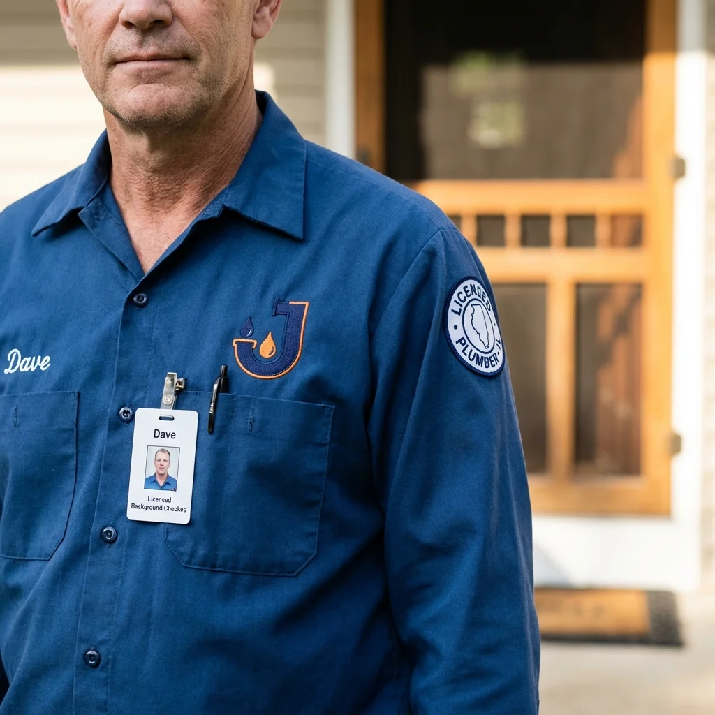 Licensed plumber showing ID badge in Winter Garden, FL