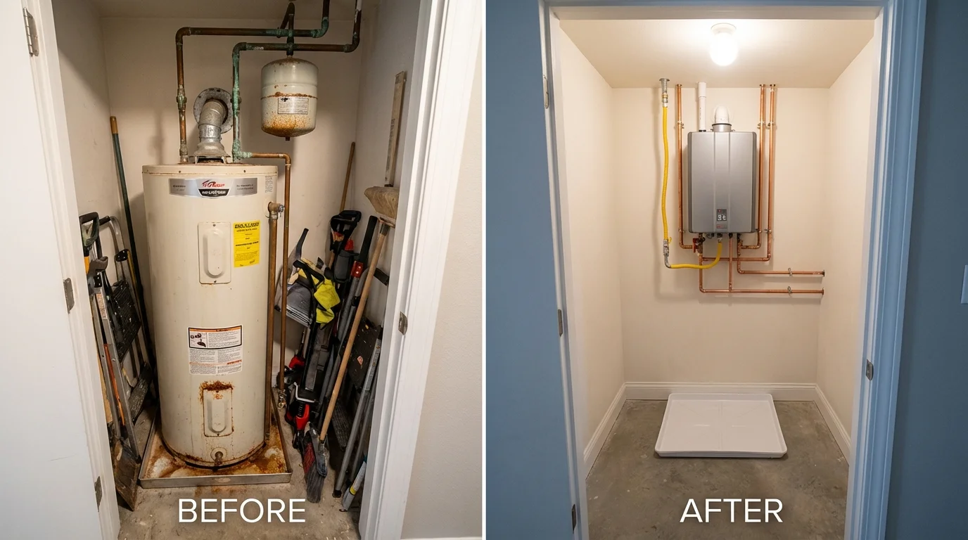 Tank water heater versus wall-mounted tankless unit comparison for Winter Garden, FL homeowners